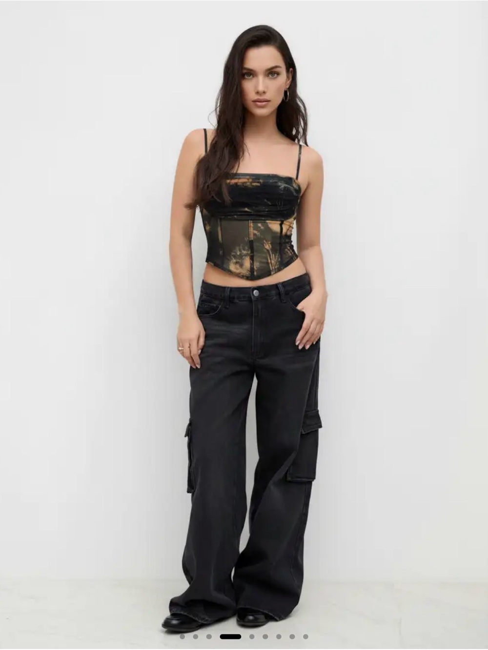 Cider Black and Tan Tie-Dye Corset Top